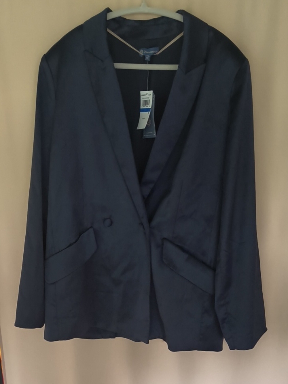 NWT Democracy Navy Blue Satin Blazer Size XL